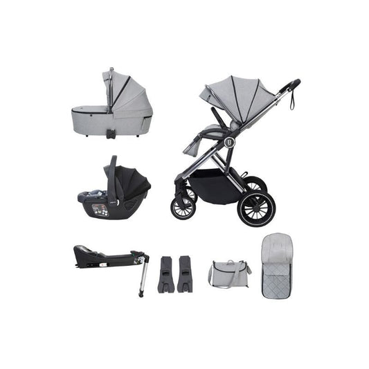 Gray BABYMORE CHIA TRAVEL SYSTEM COCO WITH BASE - PEARL GREY