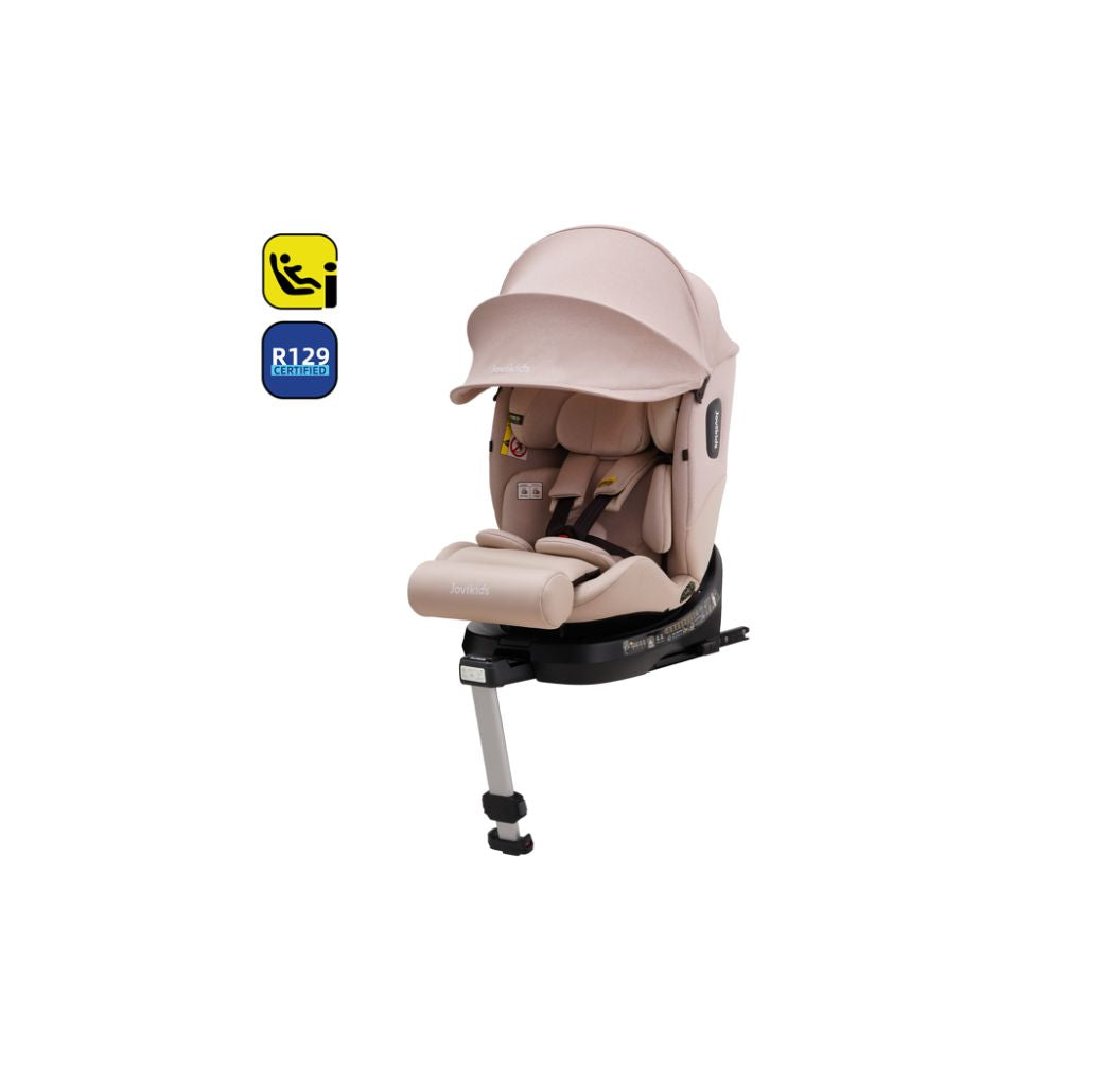 Jovikids Ranger 2 - i-Size 360° Rotating Car Seat with Canopy – 40-150cm All-in-One + ISOFIX Rosewood