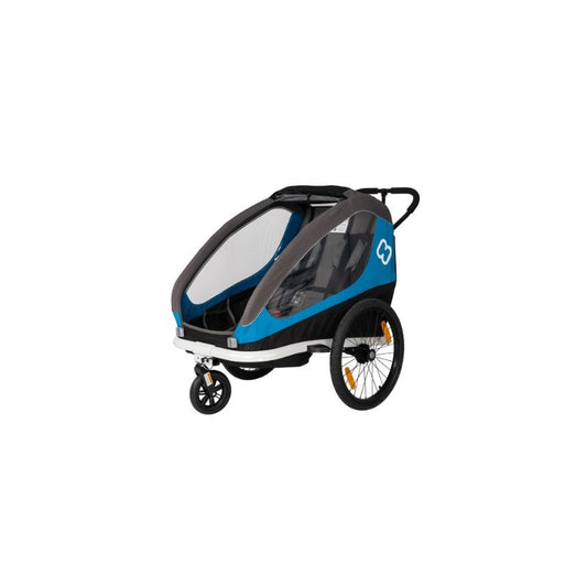 HAMAX TRAVELLER TWIN CHILD BIKE TRAILER - BLUE + GREY