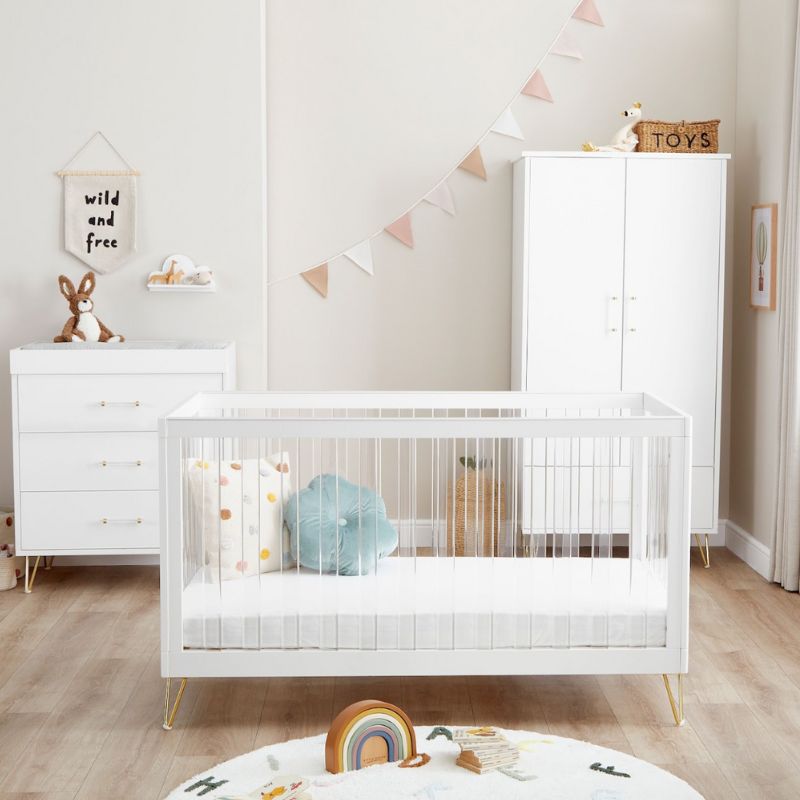 Babymore Kimi XL Acrylic 3 Piece Nursery Furniture Set