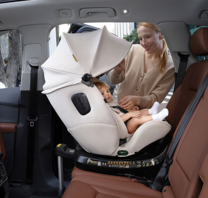 Jovikids Ranger 2 - i-Size 360° Rotating Car Seat with Canopy – 40-150cm All-in-One + ISOFIX Milkstone