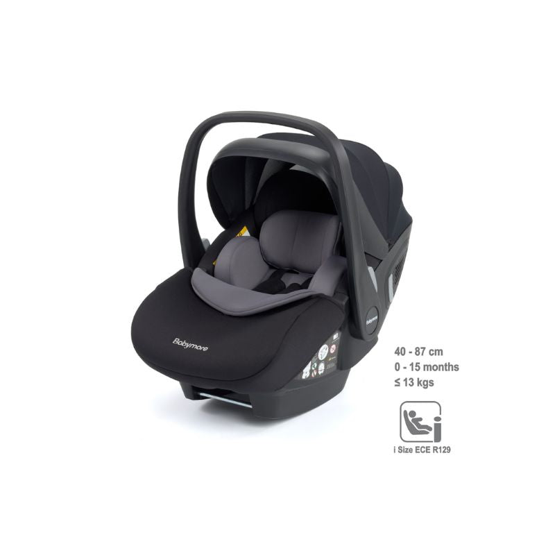 Babymore Mona White Ultimate Nursery & Travel Bundle | Chia Travel System, Pecan Car Seat & ISOFIX Base