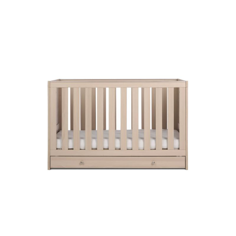 Obaby Nika 3 Piece Nursery Room Set | Cot Bed with under-Drawer, Changing Unit & Wardrobe - Aspen