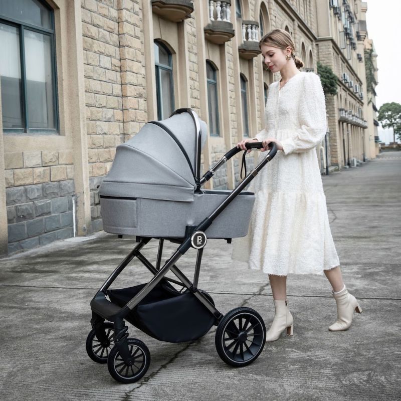 Babymore Mona White Ultimate Nursery & Travel Bundle | Chia Travel System, Pecan Car Seat & ISOFIX Base