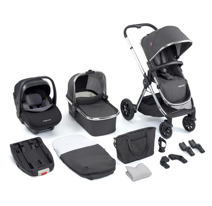 Babymore Memore V2 Travel System Coco Car Seat + ISOFIX Base -  Black Chrome