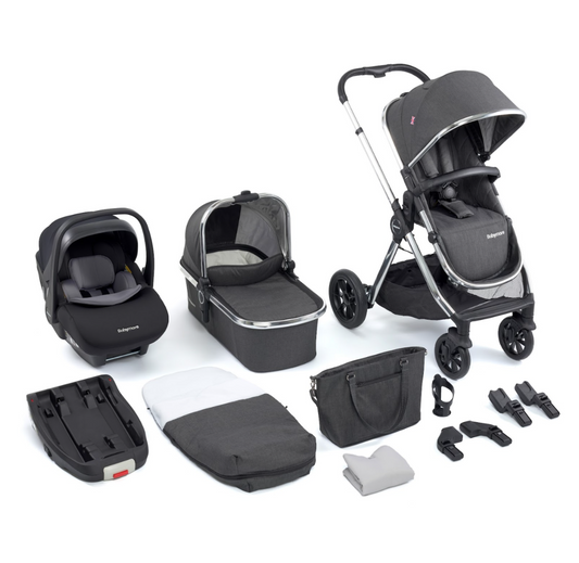 Babymore Memore V2 Travel System Coco Car Seat + ISOFIX Base -  Black Chrome