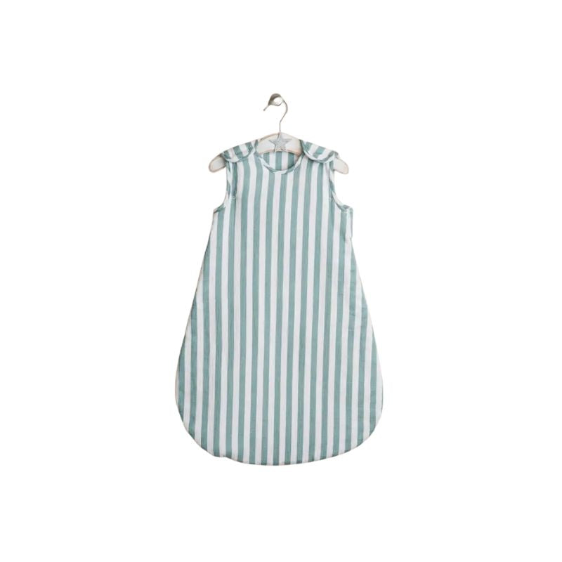 Obaby Twin Pack Muslin Baby Sleeping Bags | 2.5 Tog | 0–6 Months | Ocean Green & Ocean Green Stripe 