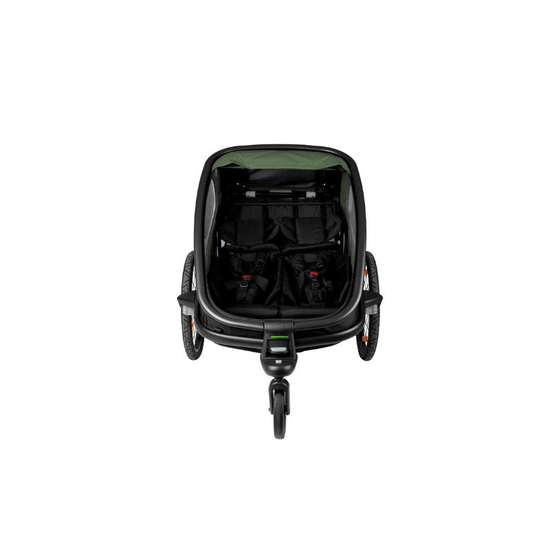 HAMAX OUTBACK TWIN CHILD BIKE TRAILER - GREEN + BLACK