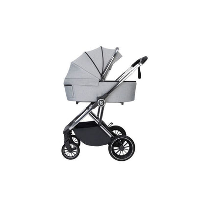 Gray BABYMORE CHIA TRAVEL SYSTEM PECAN WITH BASE - PEARL GREY