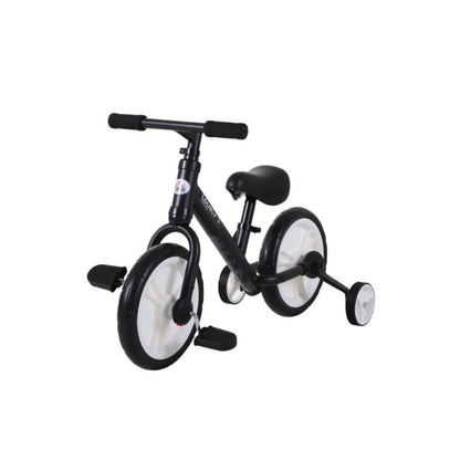 HOMCOM 2-in-1 Balance Bike with Removable Stabilisers | Adjustable Toddler Training Bike | Ages 2–5 Years - Black