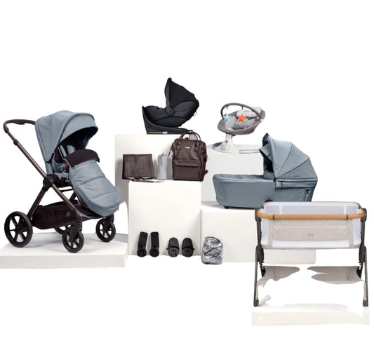 Bababing Raffi MKII - 16 Piece Travel Bundle + Spin Car Seat & ISOFIX base - Duck Egg