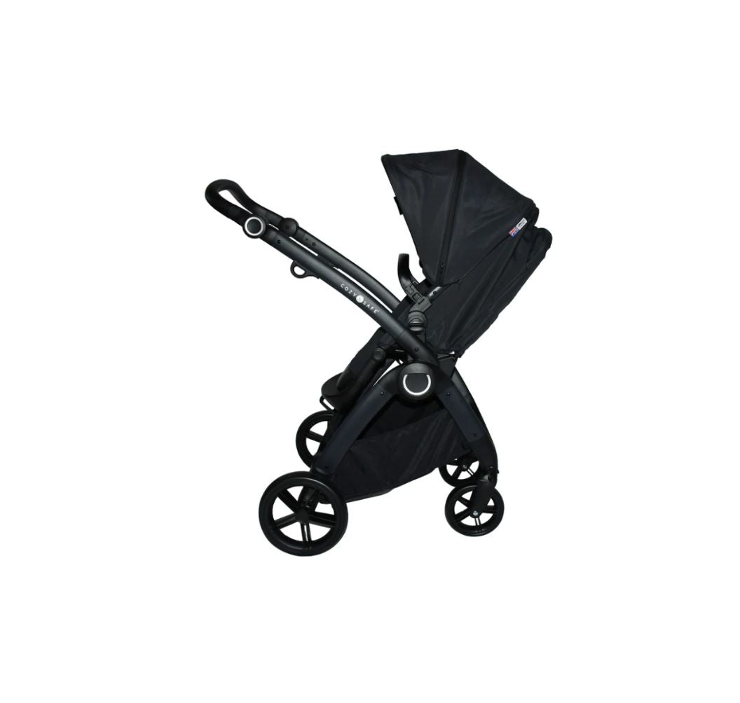 Cozy N Safe Champion Pram Pushchair | Reversible Seat | Travel System Ready | Birth to 15kg | Black