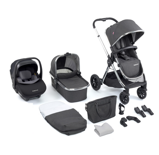 Babymore Memore V2 3 in 1 Travel System + Coco Car Seat - Black Chrome