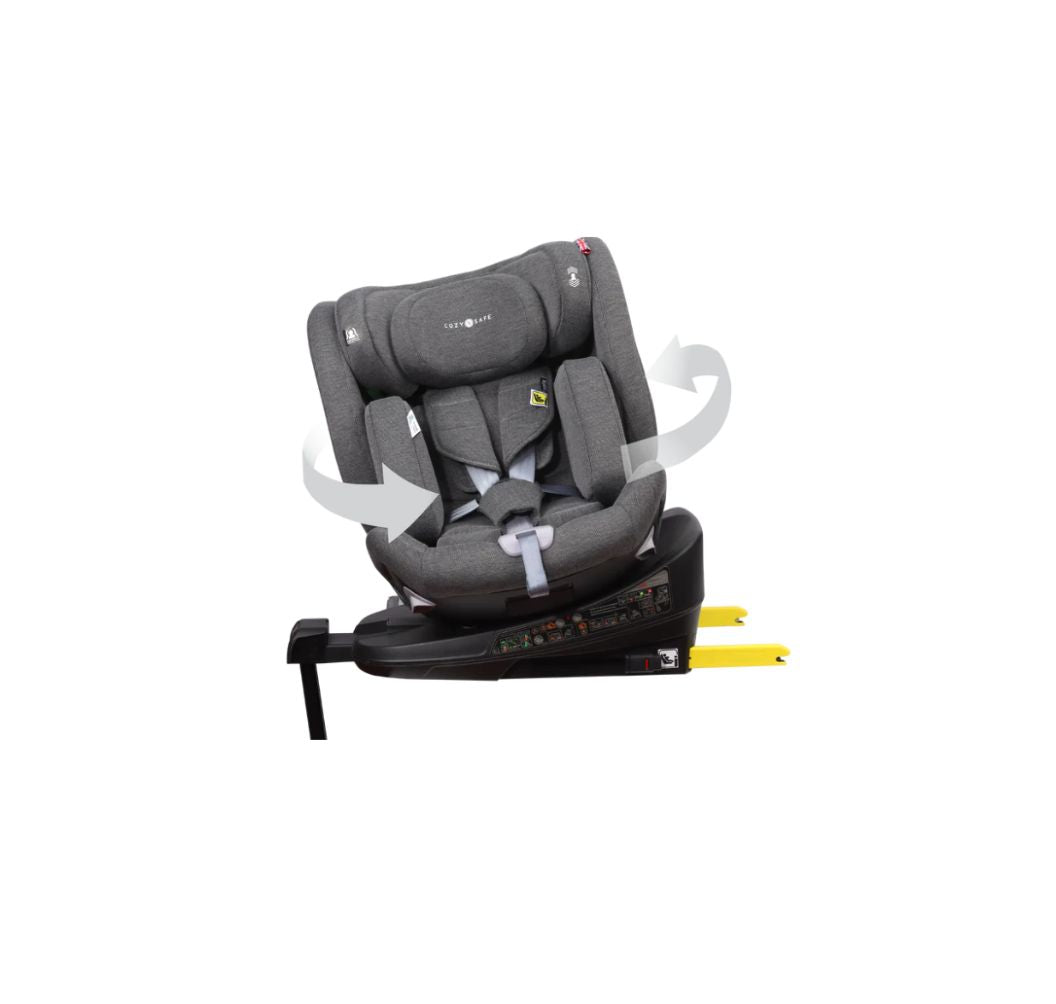 Cozy N Safe Omega i-Size 360° Rotating Car Seat (40–150cm) | Birth to 12 Years | ISOFIX & Support Leg - Pearl Grey