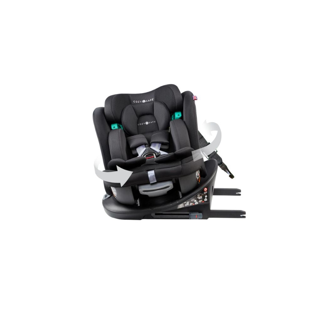 Cozy N Safe Vesta i-Size 360° Rotating Car Seat (40–150cm) | Birth to 12 Years | ISOFIX - Jet Black