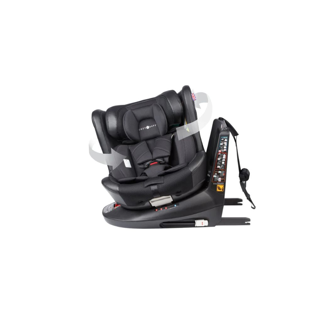 Cozy N Safe Comet Plus i-Size 360° Rotating Car Seat (40–150cm) | Birth to 12 Years | ISOFIX & Top Tether - Jet Black 