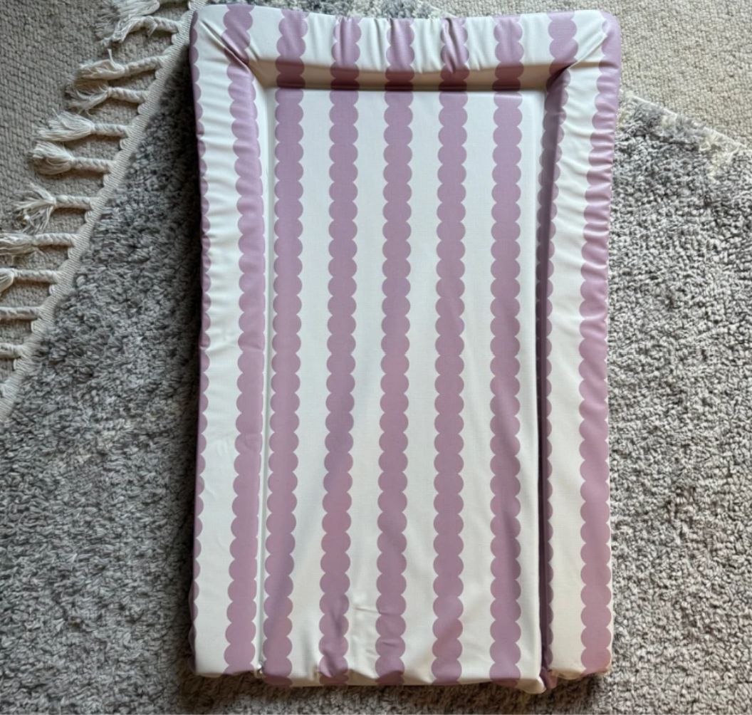 by Baby Changing Mat | Wipe Clean Padded Changing Mat | From Birth - Berry Scallop Stripe 