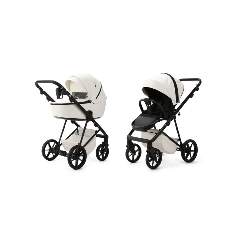 Black MEE-GO MILANO EVO 2 IN 1 PRAM & PUSHCHAIR - PEARL WHITE