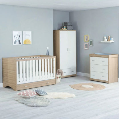 Babymore Veni 3 Piece Nursery Furniture Sets with Drawer – Oak White