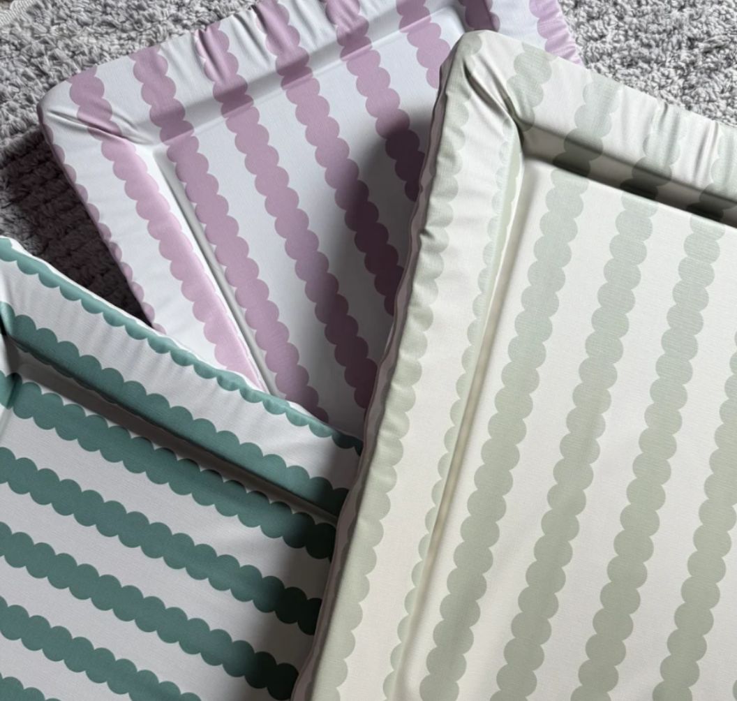 by Baby Changing Mat | Wipe Clean Padded Changing Mat | From Birth - Berry Scallop Stripe 