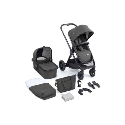Babymore Memore V2 - 2 In 1 Pram & Pushchair 11 Piece - Black