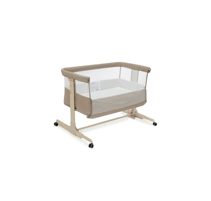 Babymore Neera Bedside Crib – Khaki | 2-in-1 Bedside Sleeper & Baby Crib with Mattress