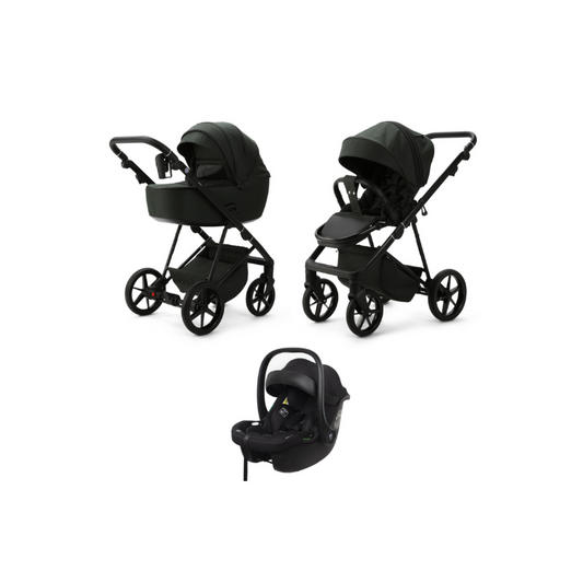 Black MEE-GO MILANO EVO 3 IN 1 PRAM & PUSHCHAIR - RACING GREEN