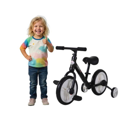 HOMCOM 2-in-1 Balance Bike with Removable Stabilisers | Adjustable Toddler Training Bike | Ages 2–5 Years - Black