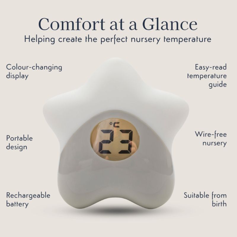 Purflo Starlight Digital Baby Room Thermometer & Night Light | Colour Changing