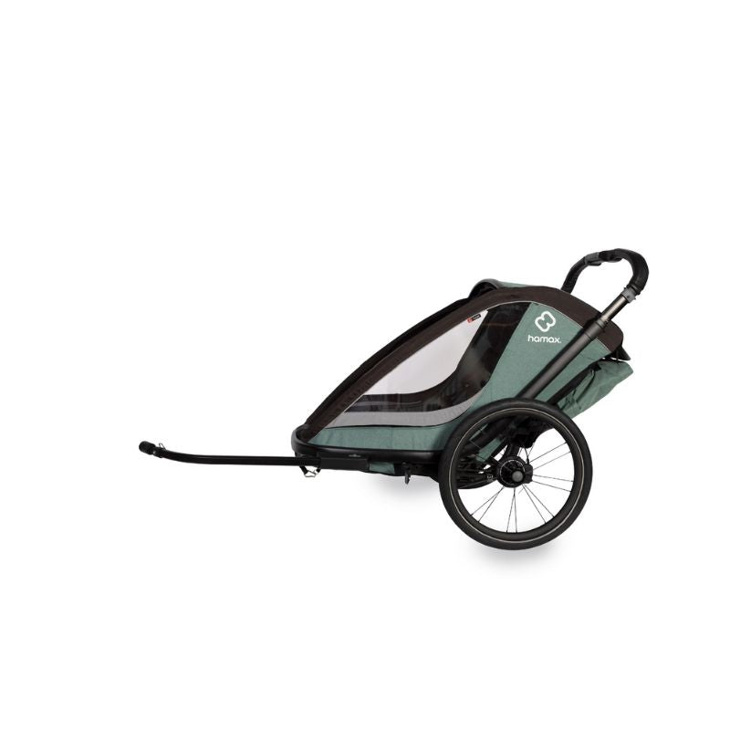 HAMAX COCOON TWIN CHILD BIKE TRAILER - GREEN + BLACK