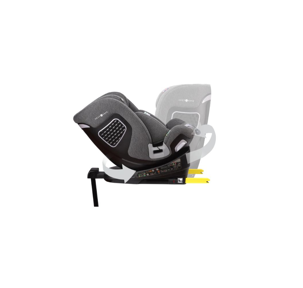 Cozy N Safe Omega i-Size 360° Rotating Car Seat (40–150cm) | Birth to 12 Years | ISOFIX & Support Leg - Pearl Grey
