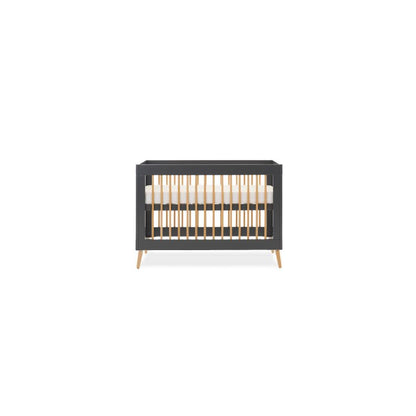 Beige OBABY MAYA MINI COT BED - SLATE + NATURAL