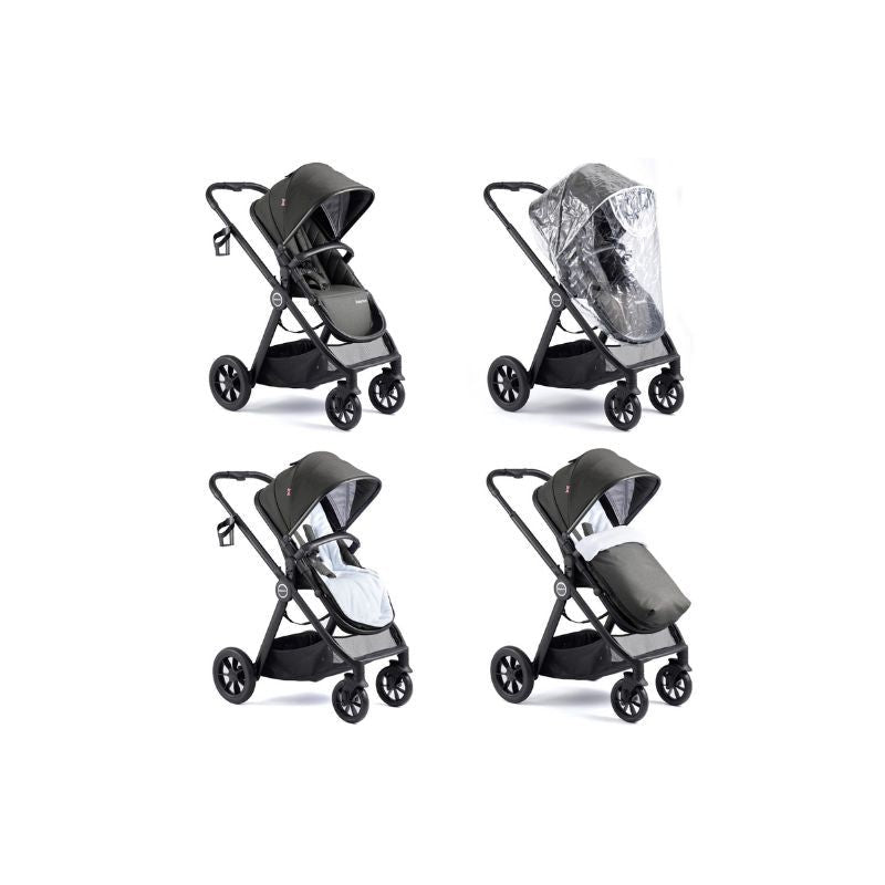 Babymore Memore V2 - 2 In 1 Pram & Pushchair 11 Piece - Black