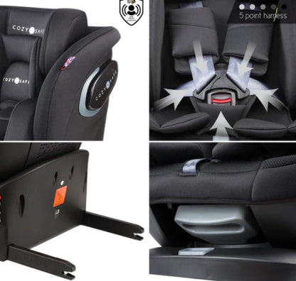 Cozy N Safe Vesta i-Size 360° Rotating Car Seat (40–150cm) | Birth to 12 Years | ISOFIX - Jet Black