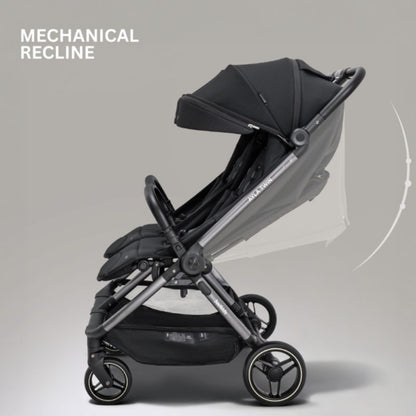 JoviKids Ayla Twin Lightweight Double Stroller | Compact Auto Fold Pushchair | Cabin Ready - Urban Black