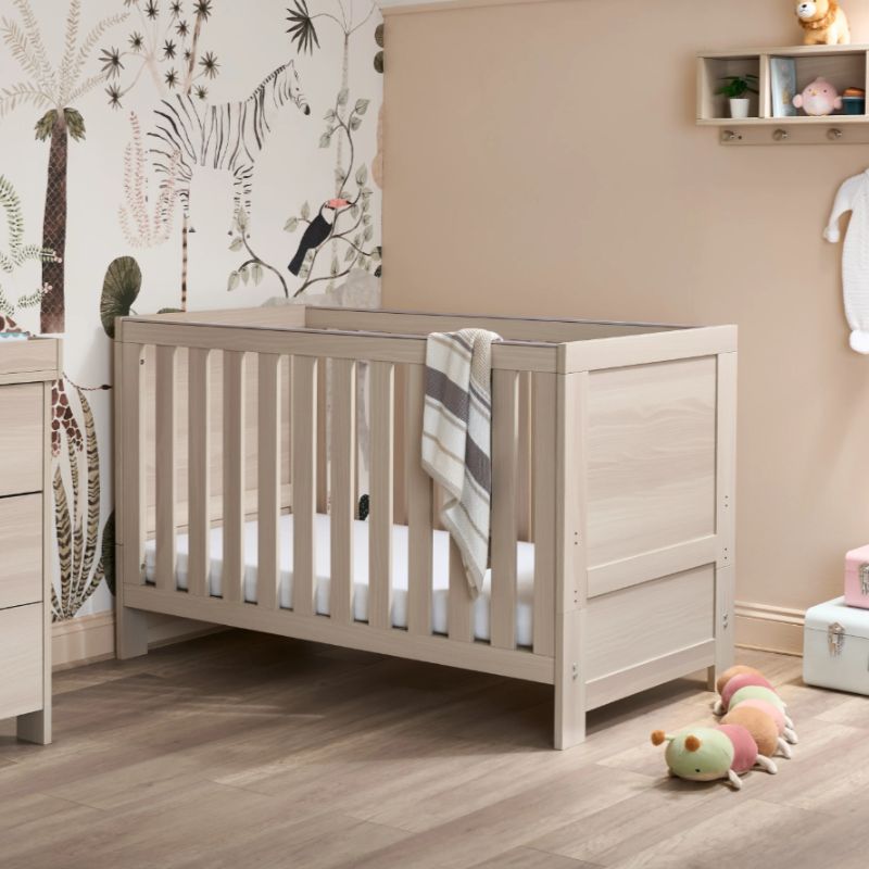 Obaby Nika 3 Piece Nursery Room Set | Cot Bed, Changing Unit & Wardrobe - Aspen