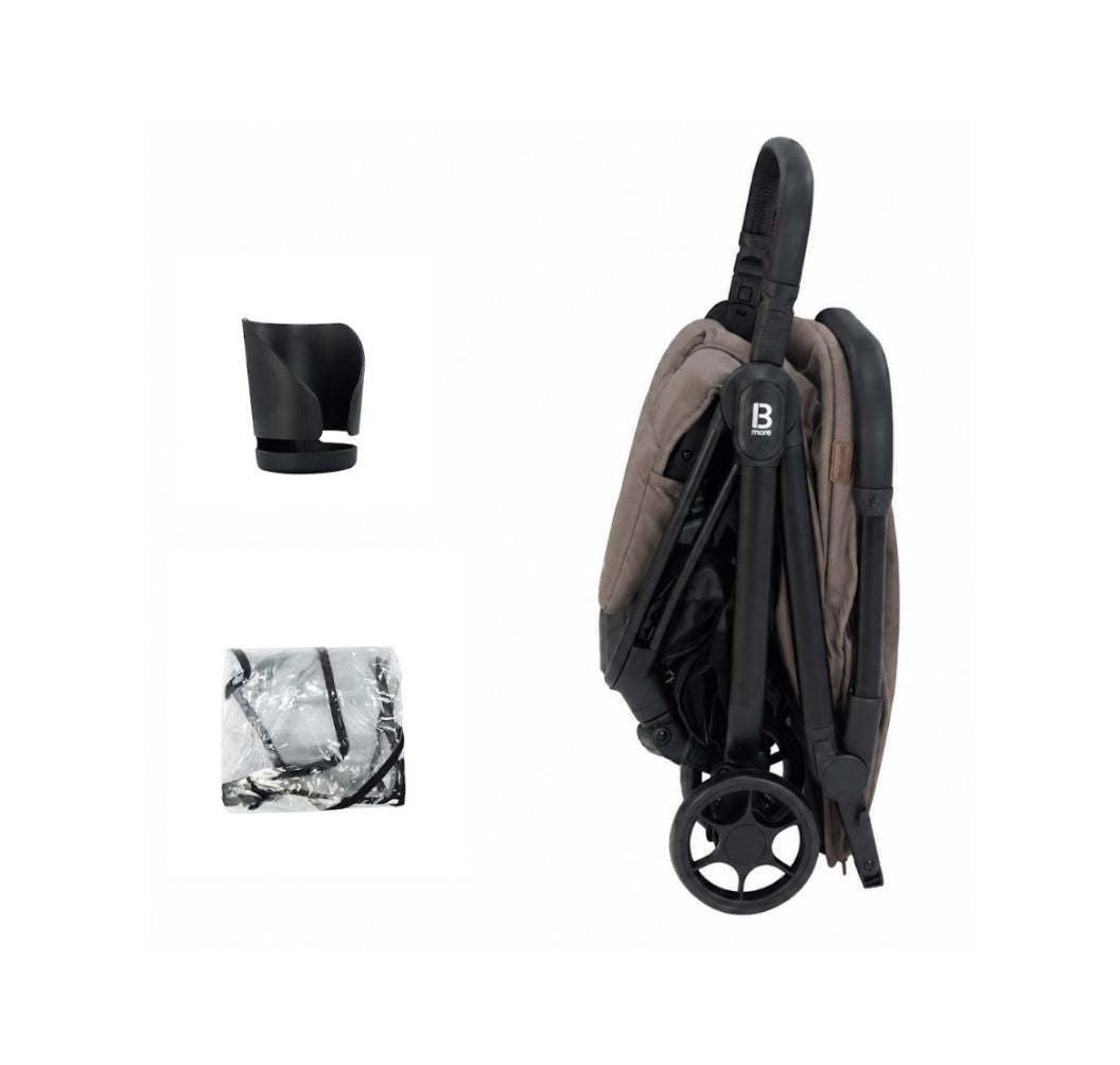 Babymore Yara Compact Stroller | Lightweight Cabin-Friendly Pushchair | Birth to 22kg | Chocolate
