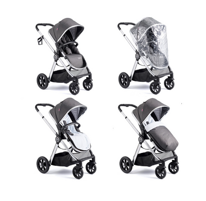 Babymore Memore V2 3 in 1 Travel System + Coco Car Seat - Black Chrome