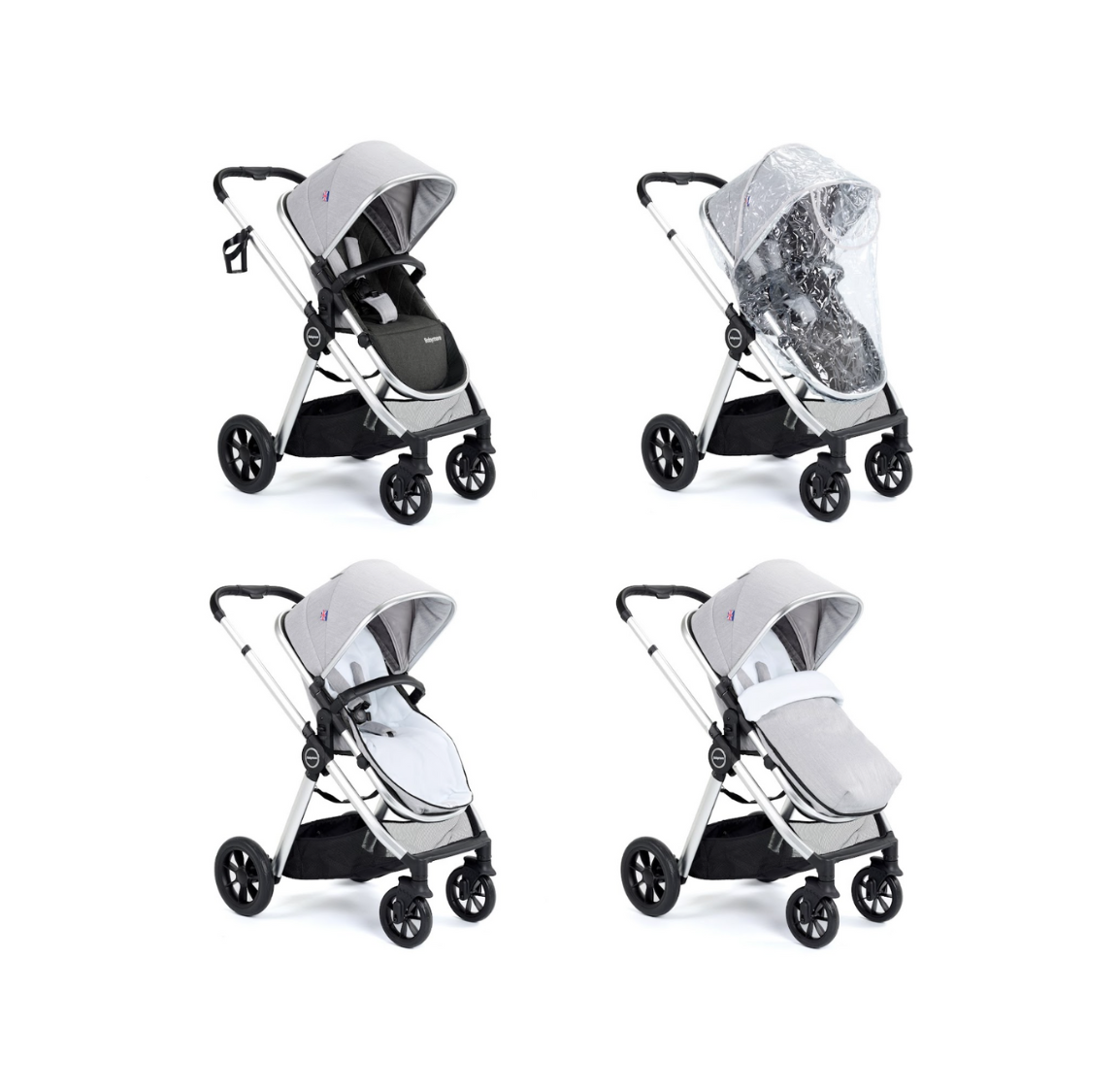 Babymore Memore V2 3 in 1 Travel System + Coco Car Seat - Silver