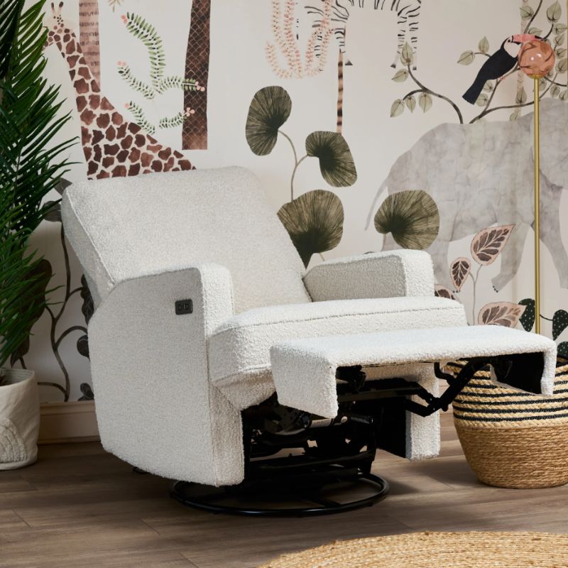 OBaby Madison Electric Swivel Glider Recliner Chair - Bouclé