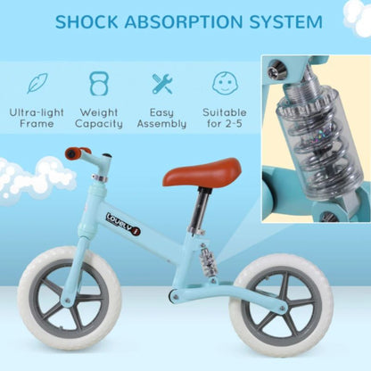HOMCOM 12" Toddler Balance Bike | Adjustable Seat | No Pedal Training Bike | Ages 2–5 Year - Blues