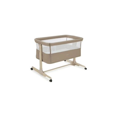 Babymore Neera Bedside Crib – Khaki | 2-in-1 Bedside Sleeper & Baby Crib with Mattress