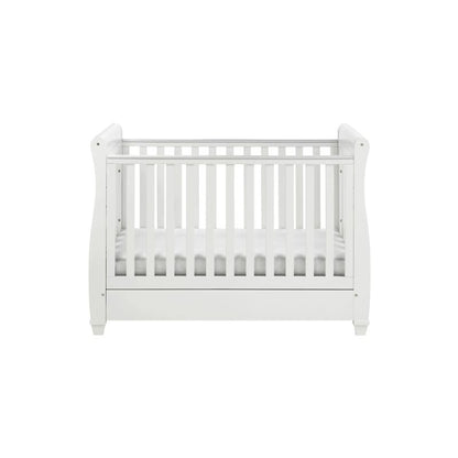 Babymore Eva Sledge Drop Side Cot Bed – White - Prime Baby Gear
