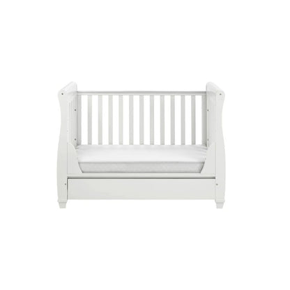 Babymore Eva Sledge Drop Side Cot Bed – White - Prime Baby Gear