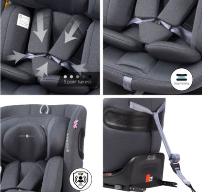 Cozy N Safe Galaxy i-Size 360° Rotating Car Seat (40–150cm) | Birth to 12 Years | ISOFIX & Top Tether - Slate