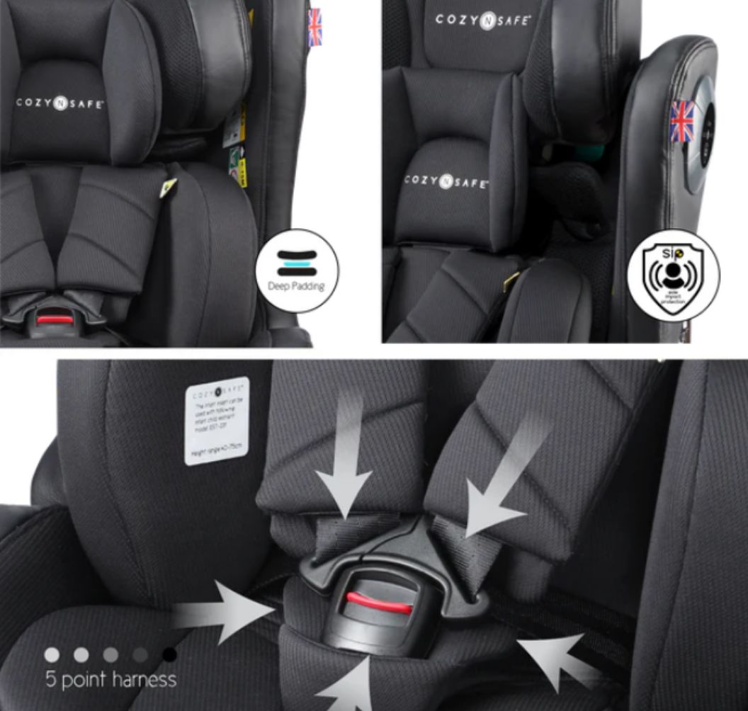 Cozy N Safe Comet Plus i-Size 360° Rotating Car Seat (40–150cm) | Birth to 12 Years | ISOFIX & Top Tether - Jet Black 