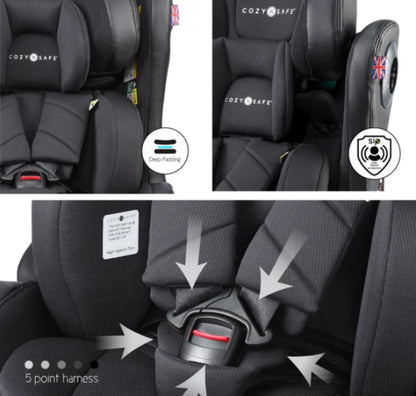Cozy N Safe Comet Plus i-Size 360° Rotating Car Seat (40–150cm) | Birth to 12 Years | ISOFIX & Top Tether - Jet Black 