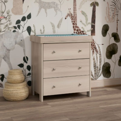 Obaby Nika 3 Piece Nursery Room Set | Cot Bed, Changing Unit & Wardrobe - Aspen