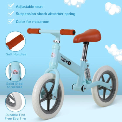 HOMCOM 12" Toddler Balance Bike | Adjustable Seat | No Pedal Training Bike | Ages 2–5 Year - Blues