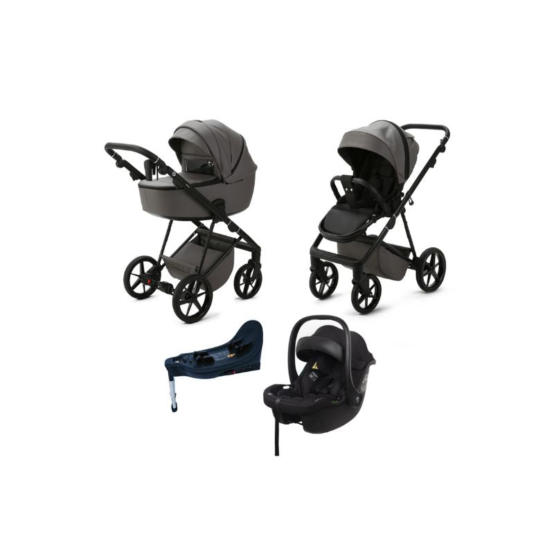 Dark Slate Gray MEE-GO MILANO EVO ALL IN ONE TRAVEL SYSTEM WITH ISOFIX - SLATE GREY